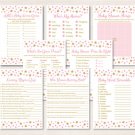 Twinkle Star Pink & Gold Baby Shower Games Pack - 8 Printable Games #A358