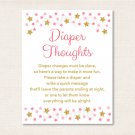 Twinkle Star Pink & Gold Diaper Thoughts Late Night Diaper Baby Shower Game #A358