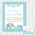 Teal Chevron Elephant How Big Is Mommys Belly Baby Shower Game #A374