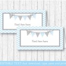 Blue Chevron Buffet Tent Cards & Place Cards Editable PDF #A260