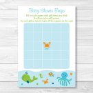 Blue Under The Sea Nautical Octopus Whale Printable Baby Shower Bingo Cards #A237
