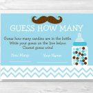 Mustache Little Man Printable Baby Shower "Guess How Many?" Game Cards #A376