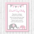Pink Chevron Elephant Dont Say Baby Baby Shower Game Printable #A186