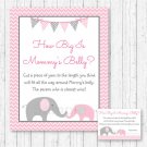 Pink Chevron Elephant How Big Is Mommys Belly Baby Shower Game #A186