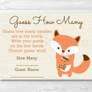 Woodland Fox Gender Neutral Printable Baby Shower "Guess How Many?" Game Cards #A191