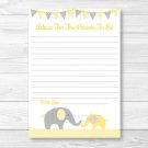 Yellow Chevron Elephant Printable Baby Shower Mommy Advice Cards #A181