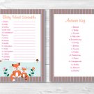 Woodland Girl Fox Printable Baby Shower "Baby Word Scramble" Game Cards #A244
