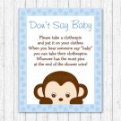 Mod Pop Monkey Blue Dont Say Baby Baby Shower Game Printable #A175