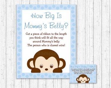 Mod Pop Monkey Blue How Big Is Mommys Belly Baby Shower Game #A175
