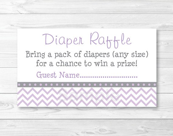 Purple & Grey Chevron Printable Baby Shower Diaper Raffle Tickets #A370