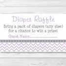 Purple & Grey Chevron Printable Baby Shower Diaper Raffle Tickets #A370