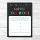 Oh Boy Mustache Chalkboard Name That Baby Food Baby Shower Game Printable #A390