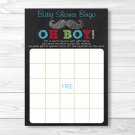 Oh Boy Mustache Chalkboard Printable Baby Shower Bingo Cards #A390