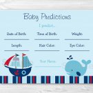Nautical Pirate Whale Baby Shower Baby Predictions Game Cards Printable #A287