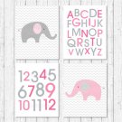 Pink Chevron Elephant Printable Nursery Wall Art #A186