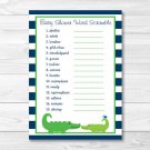 Preppy Alligator Printable Baby Shower "Baby Word Scramble" Game Cards #A157