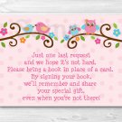Sweet Baby Owl Pink Love Birds Printable Baby Shower Book Request Cards #A253