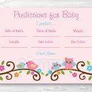 Sweet Baby Owl Pink Love Birds Baby Shower Baby Predictions Game Cards Printable #A253