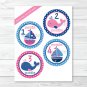 Pink Whale & Sailboat Monthly Milestone DIY You Print PDF Stickers & Iron On Transfers #A254