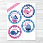 Pink Whale & Sailboat Monthly Milestone DIY You Print PDF Stickers & Iron On Transfers #A254