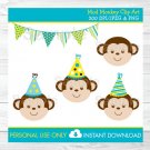 Mod Monkey Birthday Clipart #A192
