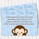 Little Monkey Blue Printable Baby Shower Book Request Cards #A175