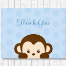 Little Monkey Blue Thank You Card Printable #A175