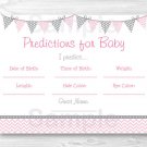 Modern Pink Chevron Baby Shower Baby Predictions Game Cards Printable #A127