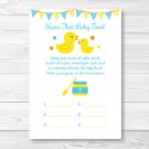 Rubber Duck Name That Baby Food Baby Shower Game Printable #A367