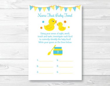 Rubber Duck Name That Baby Food Baby Shower Game Printable #A367