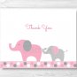 Pink & Gray Polka Dot Elephant Thank You Card Printable #A160