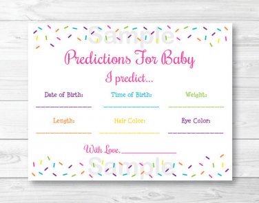 Pink Baby Sprinkle Baby Shower Baby Predictions Game Cards Printable #A357