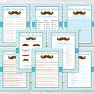 Little Man Mustache Chevron Baby Shower Games Pack - 8 Printable Games #A376