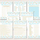 Twinkle Star Blue & Gold Glitter Baby Shower Games Pack - 8 Printable Games #A391