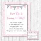 Modern Pink Chevron How Big Is Mommys Belly Baby Shower Game #A127