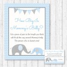 Blue Chevron Elephant How Big Is Mommys Belly Baby Shower Game #A187