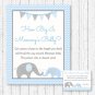 Blue Chevron Elephant How Big Is Mommys Belly Baby Shower Game #A187