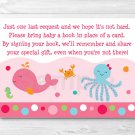 Pink Under The Sea Printable Baby Shower Book Request Cards #A262