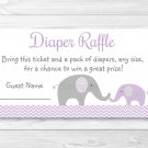 Purple Chevron Elephant Printable Baby Shower Diaper Raffle Tickets #A184