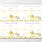 Yellow & Grey Elephant Baby Shower Baby Predictions Game Cards Printable #A234