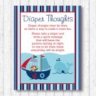 Nautical Pirate Whale Diaper Thoughts Late Night Diaper Baby Shower Game #A287