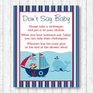 Nautical Pirate Whale Dont Say Baby Baby Shower Game Printable #A287