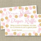 Blush Pink & Gold Glitter Dots Printable Baby Shower Diaper Raffle Tickets #A380