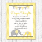 Yellow Chevron Elephant Diaper Thoughts Late Night Diaper Baby Shower Game #A181