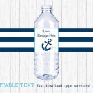 Nautical Anchor Water Bottle Labels Printable Editable PDF #A222