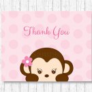 Girl Monkey Thank You Card Printable #A167