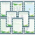 Preppy Alligator Baby Shower Games Pack - 8 Printable Games #A157