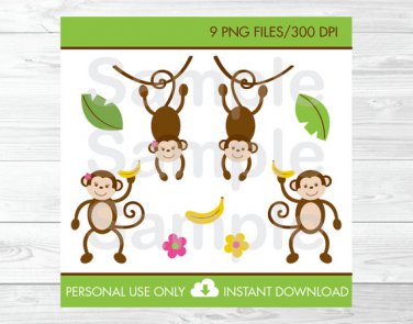 Monkey Jungle Clipart #A392