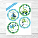 Car Sailboat Airplane Monthly Milestone DIY You Print PDF Stickers & Iron On Transfers #A143