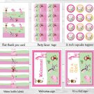 Pink Safari Jungle Animals Printable Baby Shower Party Package #A225